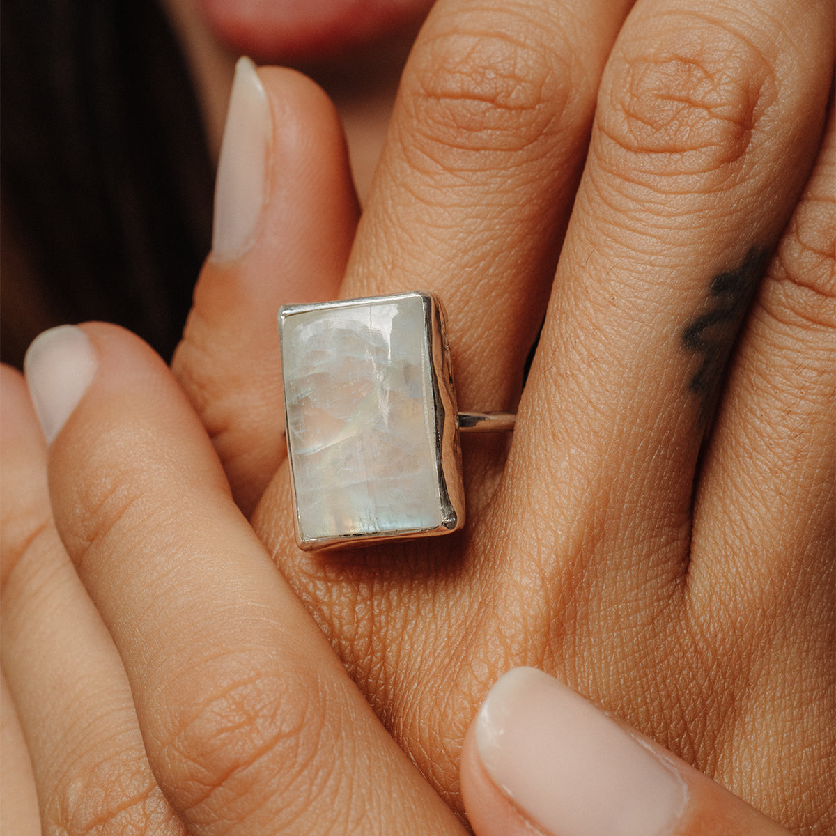 Rainbow Moonstone Elfin Ring