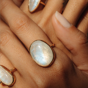 Rainbow Moonstone Elfin Ring