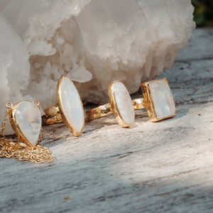 Rainbow Moonstone Ring