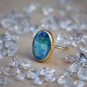 Azurite Crystal Elfin Ring