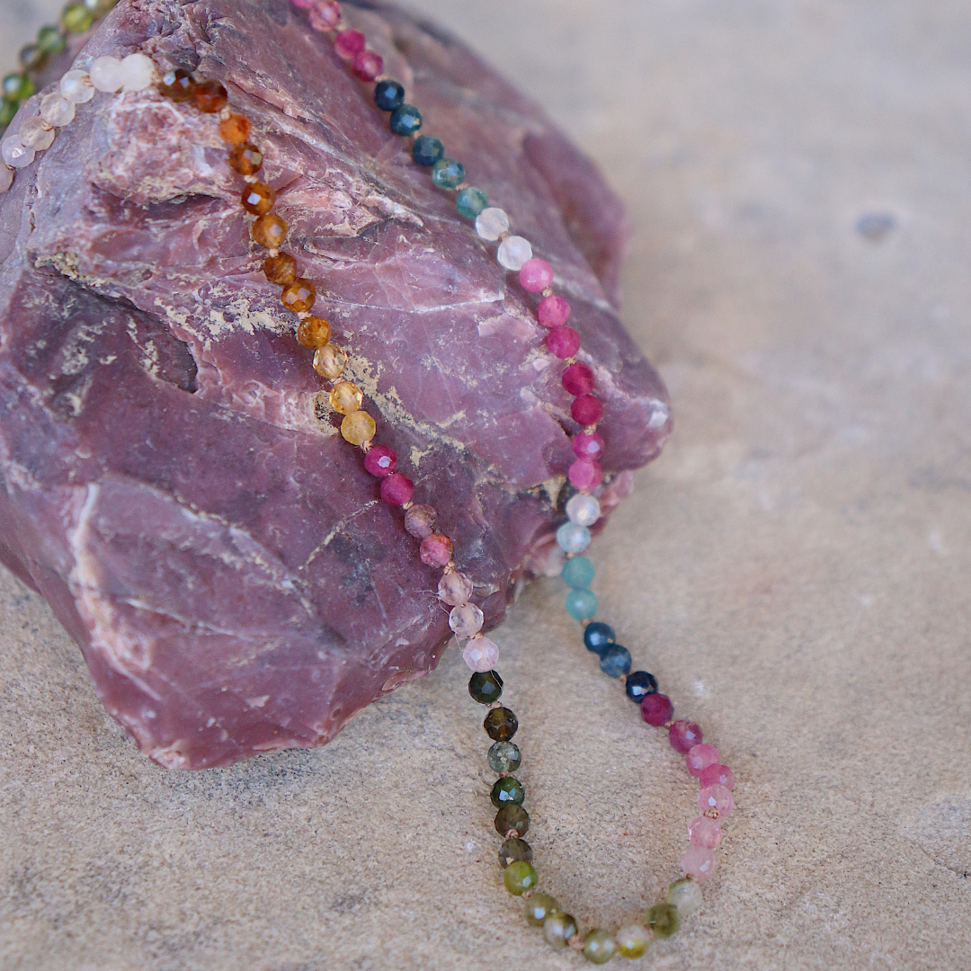Rainbow Tourmaline || Gemstone Necklace