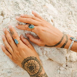 Azurite Crystal Elfin Ring