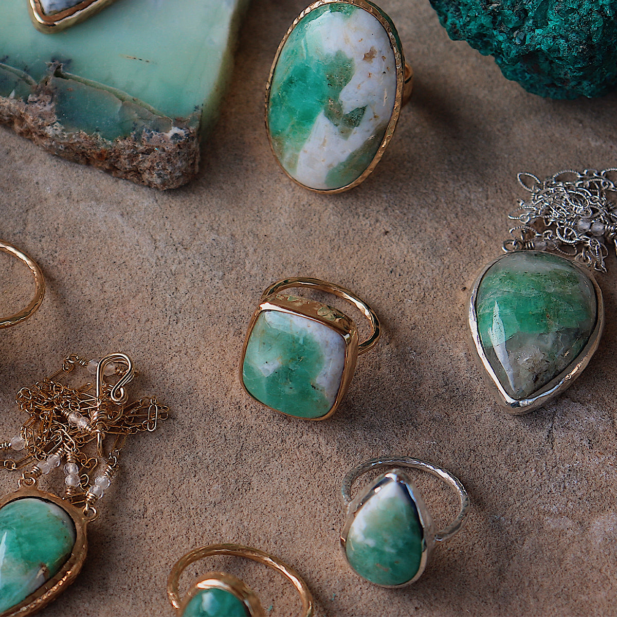 Emerald Quartz Elfin Ring