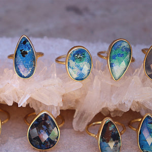 Azurite Crystal Elfin Ring