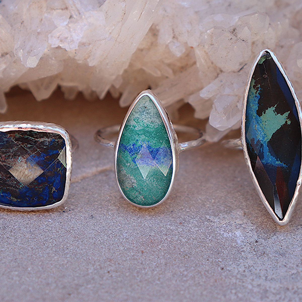 Azurite Crystal Elfin Ring