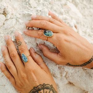 Azurite Crystal Elfin Ring