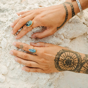 Azurite Crystal Elfin Ring