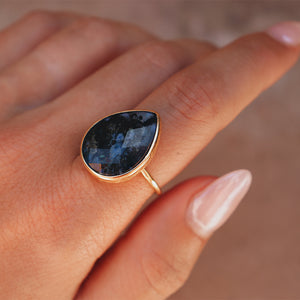 Azurite Crystal Elfin Ring