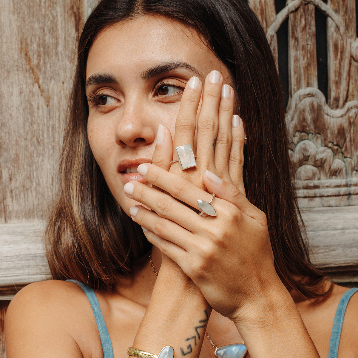 Rainbow Moonstone Elfin Ring