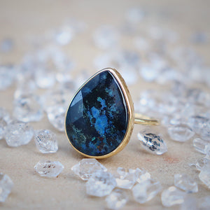 Azurite Crystal Elfin Ring