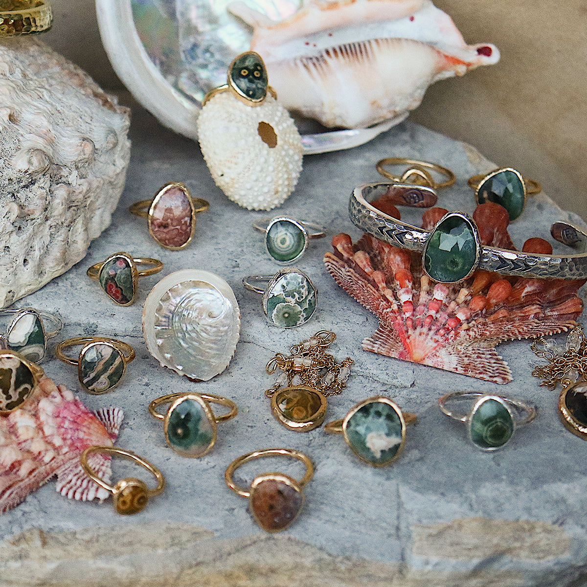 Ocean Jasper Elfin Ring