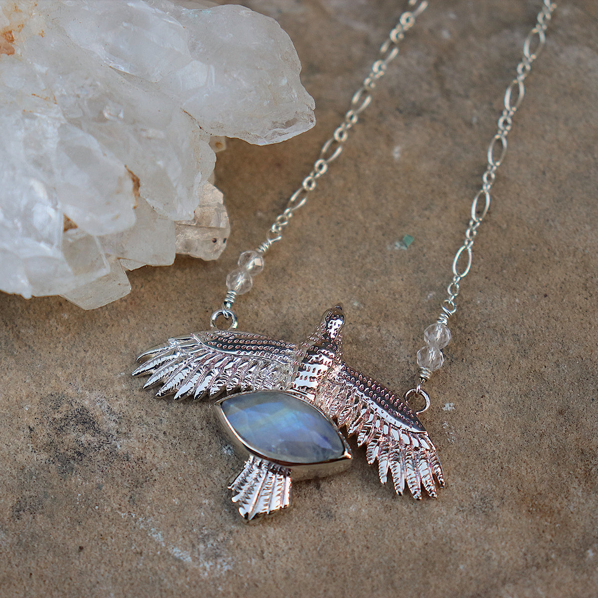 Elder Bird || Moonstone Necklace