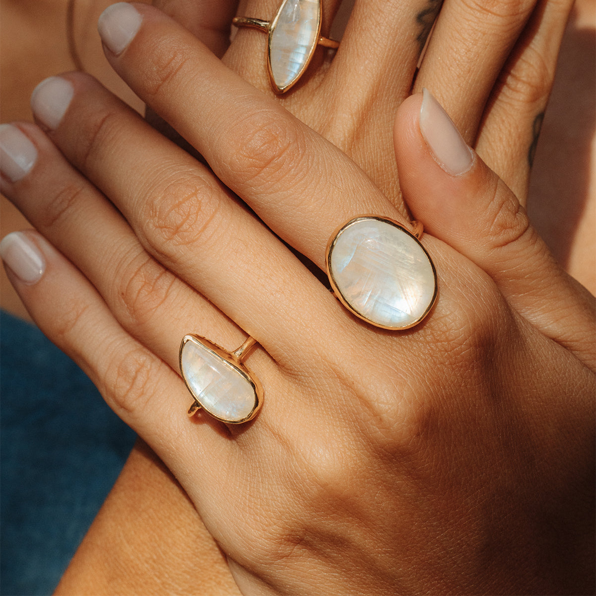 Rainbow Moonstone Elfin Ring