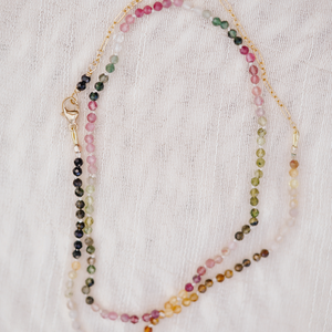 Rainbow Tourmaline || Gemstone Necklace