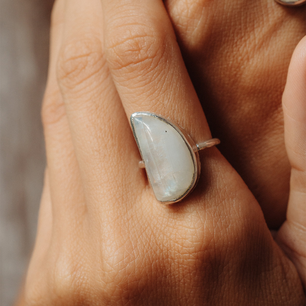 Rainbow Moonstone Elfin Ring