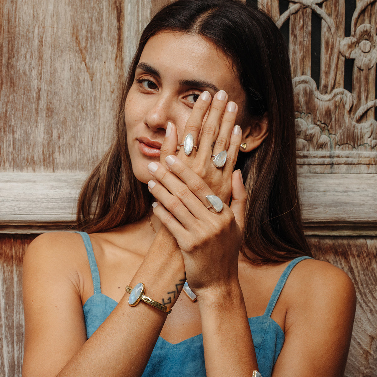 Rainbow Moonstone Elfin Ring