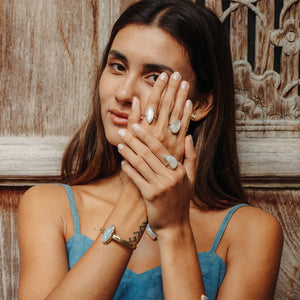 Rainbow Moonstone Elfin Ring