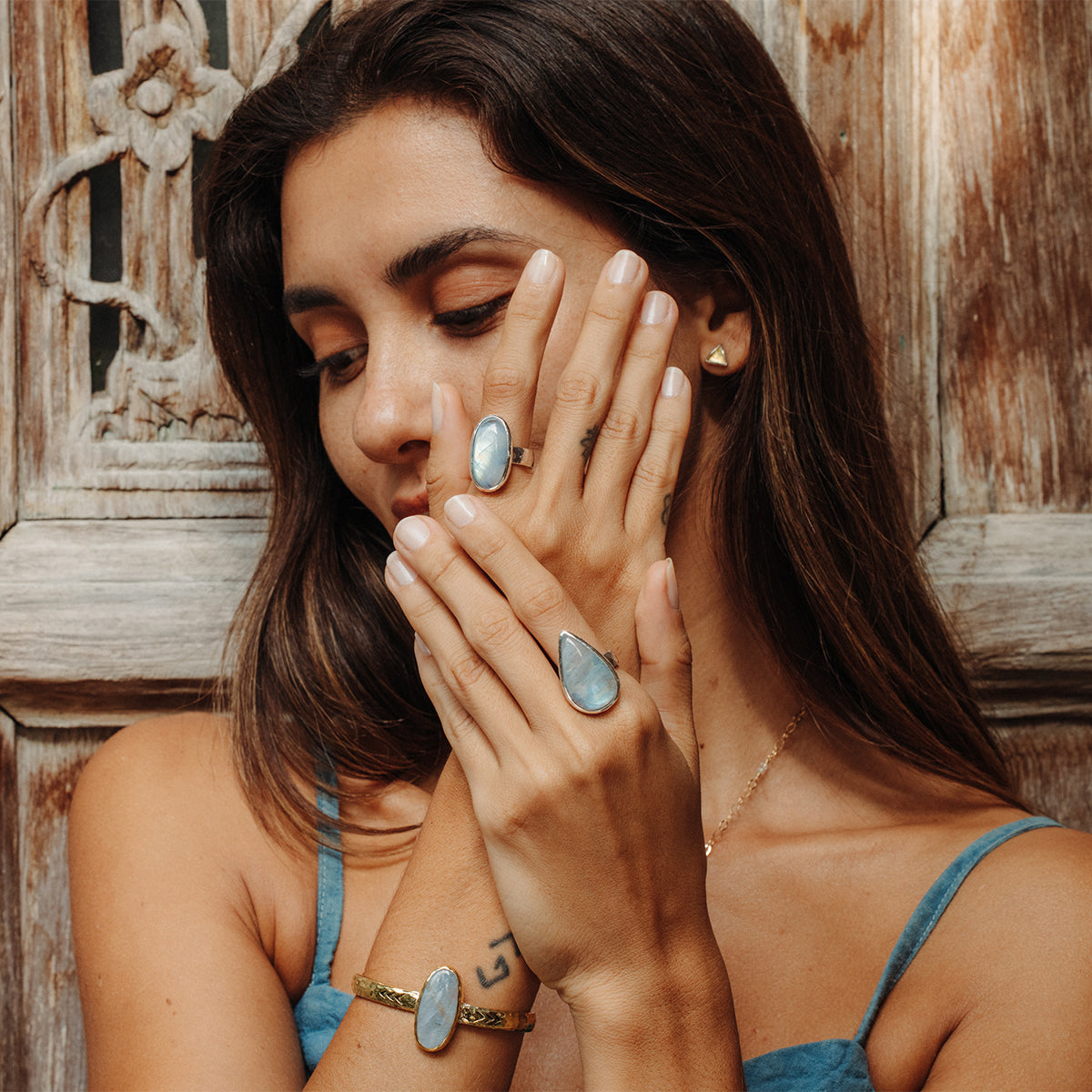 Rainbow Moonstone  Ring