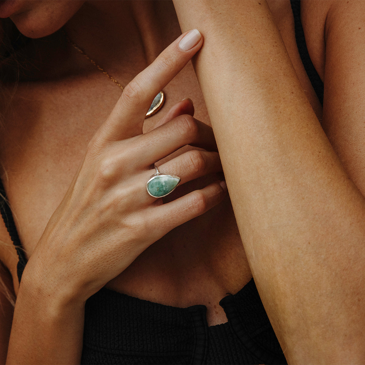 Emerald Quartz Elfin Ring