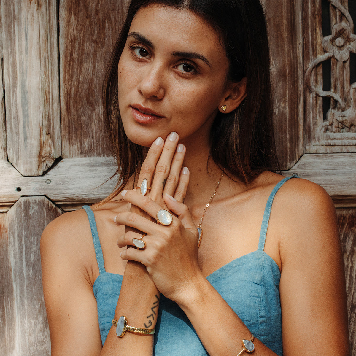 Rainbow Moonstone Elfin Ring