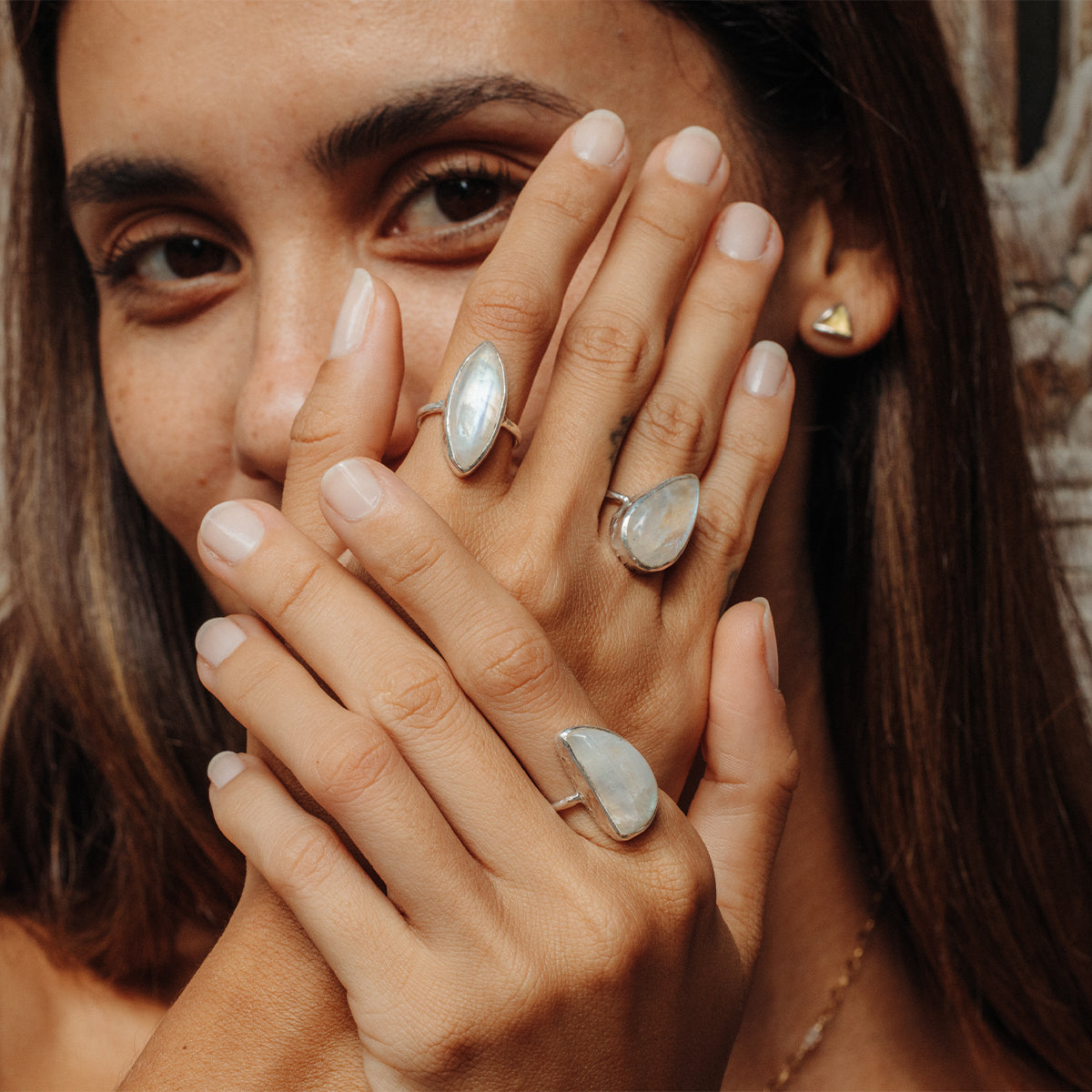 Rainbow Moonstone Elfin Ring