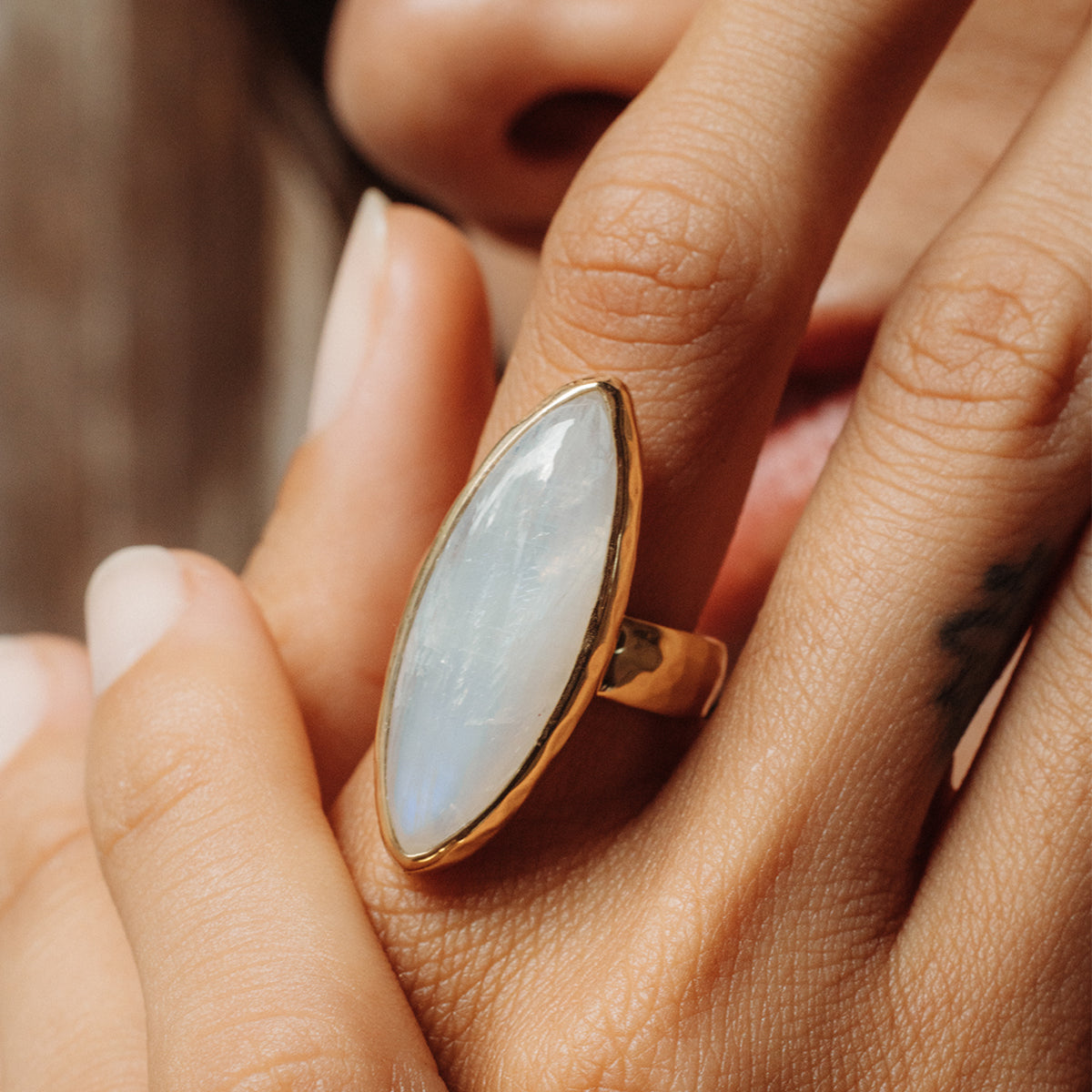Rainbow Moonstone Ring