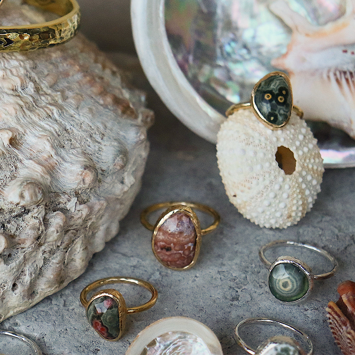 Ocean Jasper Elfin Ring