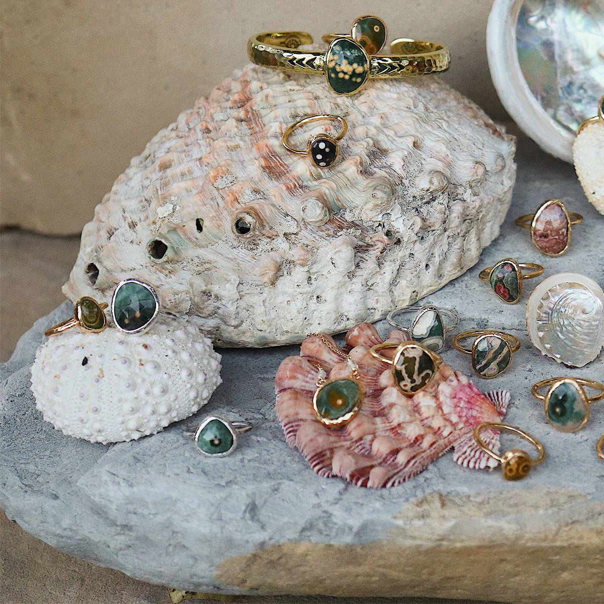 Ocean Jasper Elfin Ring