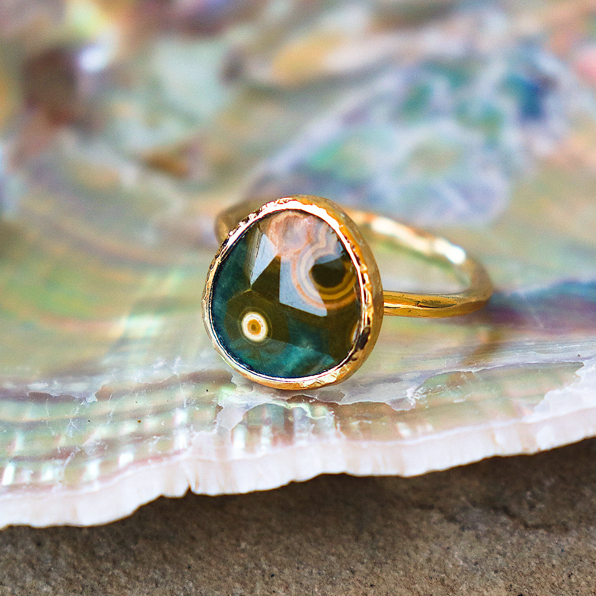 Ocean Jasper Elfin Ring