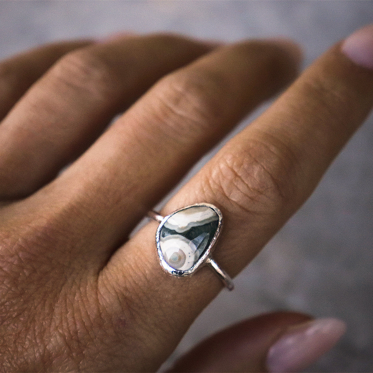 Ocean Jasper Elfin Ring
