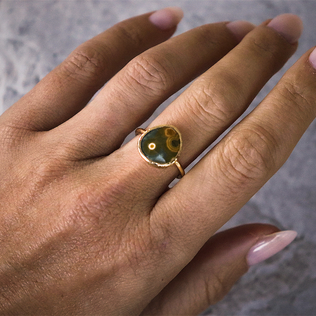 Ocean Jasper Elfin Ring