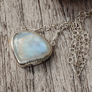 Rainbow Moonstone Tear Necklace