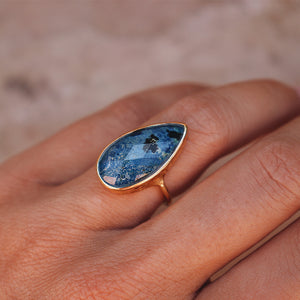 Azurite Crystal Elfin Ring