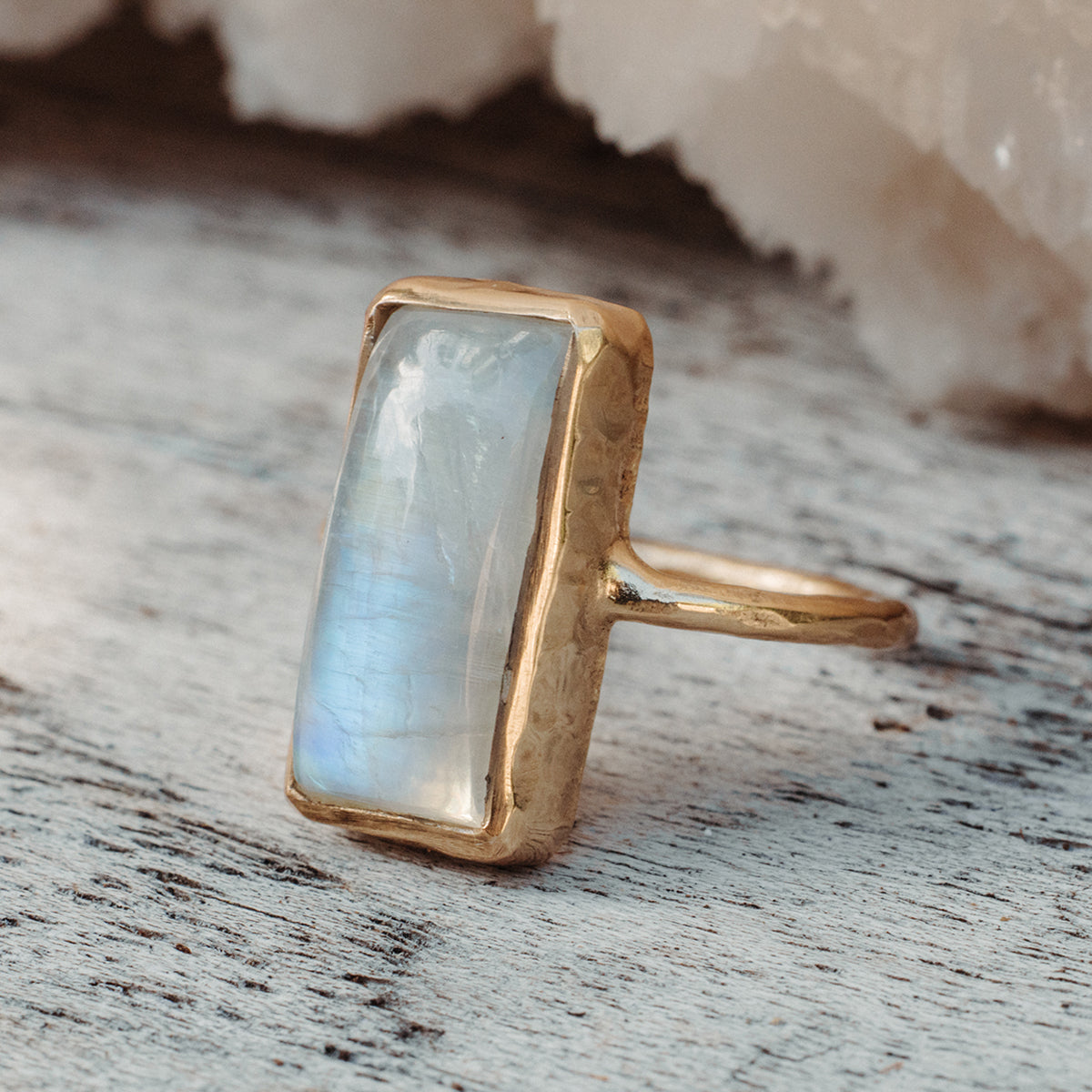 Rainbow Moonstone Elfin Ring