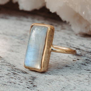 Rainbow Moonstone Elfin Ring