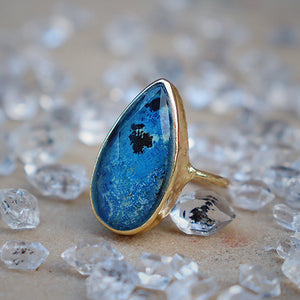 Azurite Crystal Elfin Ring