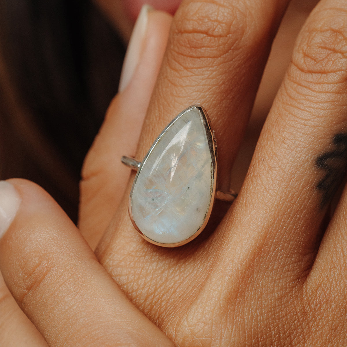 Rainbow Moonstone Elfin Ring