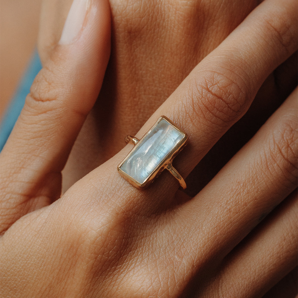 Rainbow Moonstone Elfin Ring