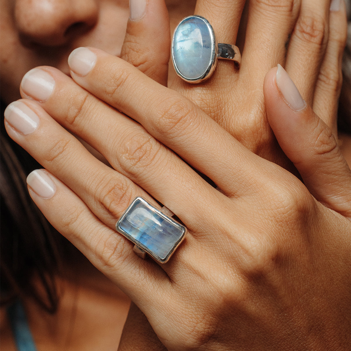 Rainbow Moonstone  Ring
