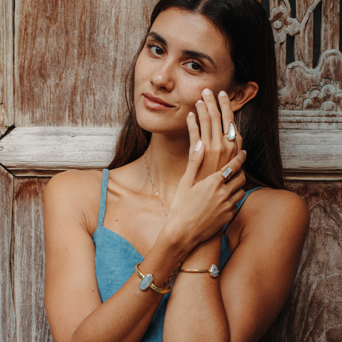 Rainbow Moonstone Elfin Ring