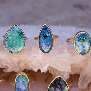 Azurite Crystal Elfin Ring