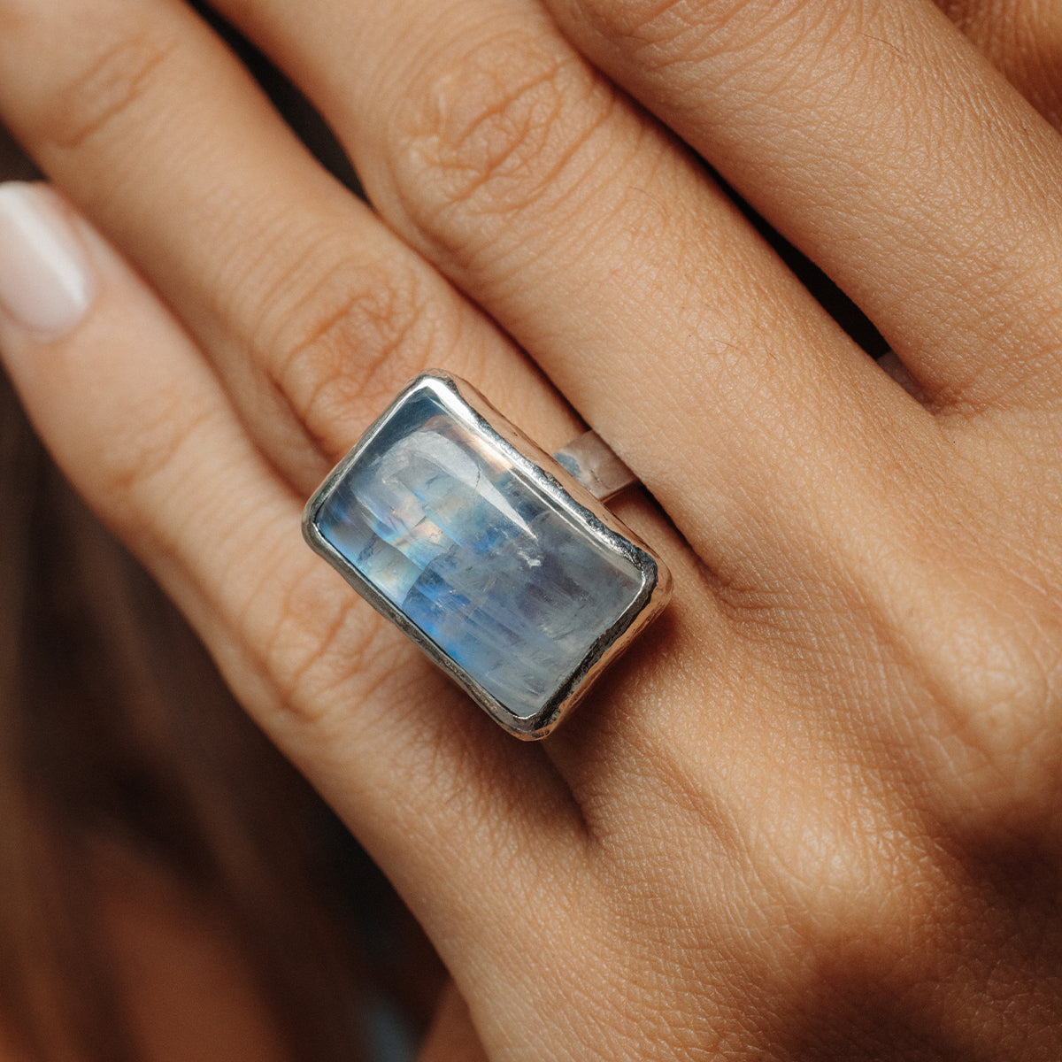Rainbow Moonstone  Ring