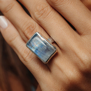 Rainbow Moonstone  Ring