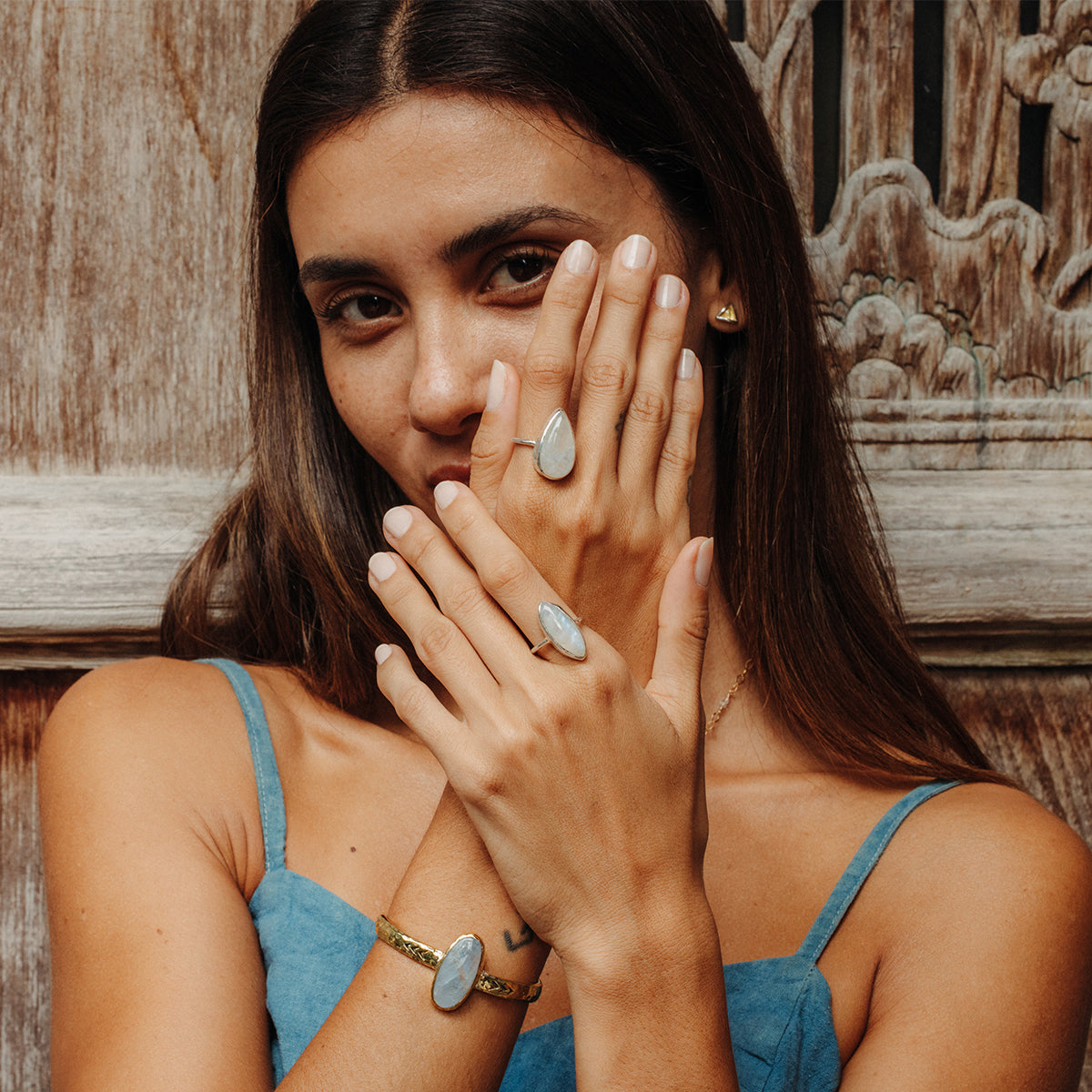 Rainbow Moonstone Elfin Ring