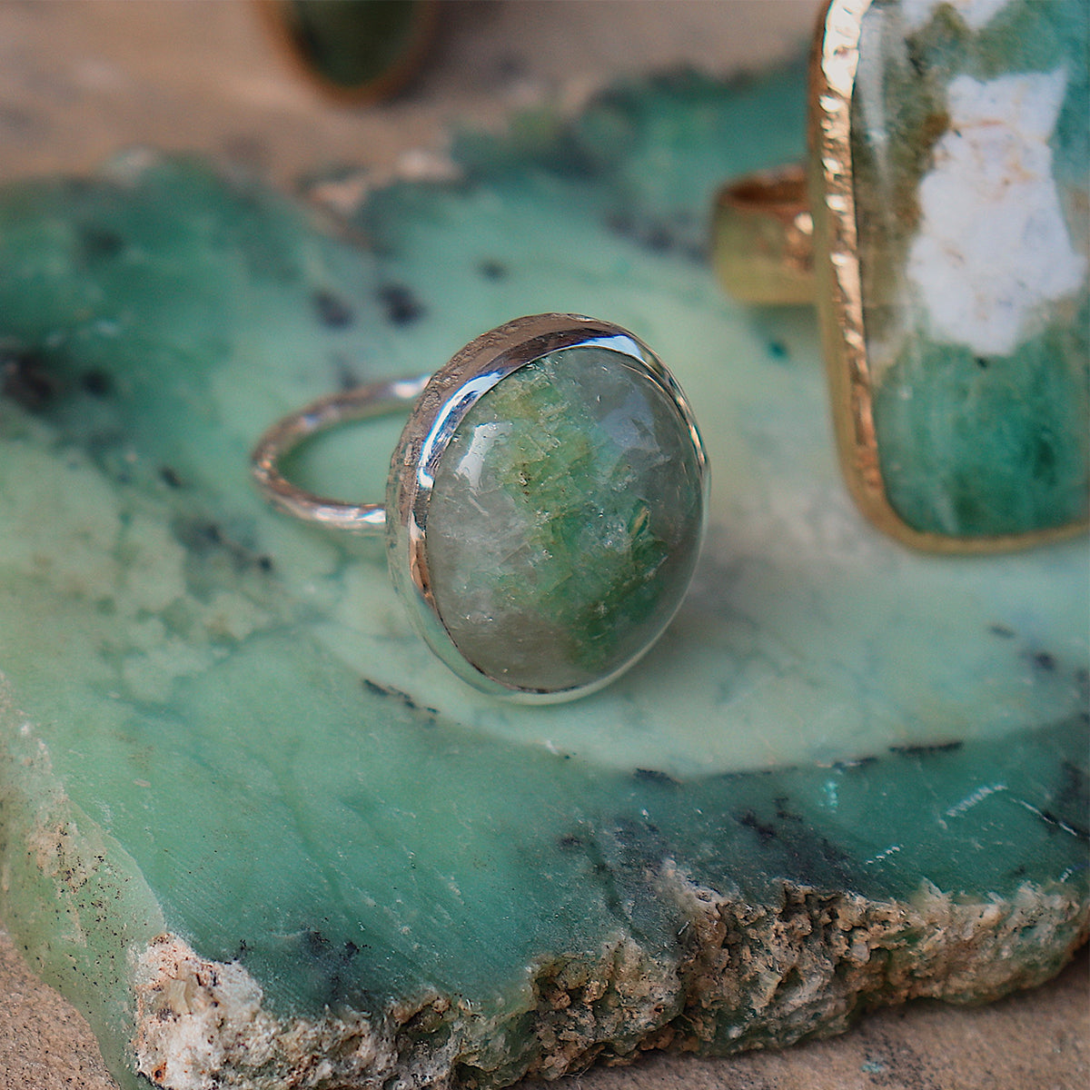 Emerald Quartz Elfin Ring