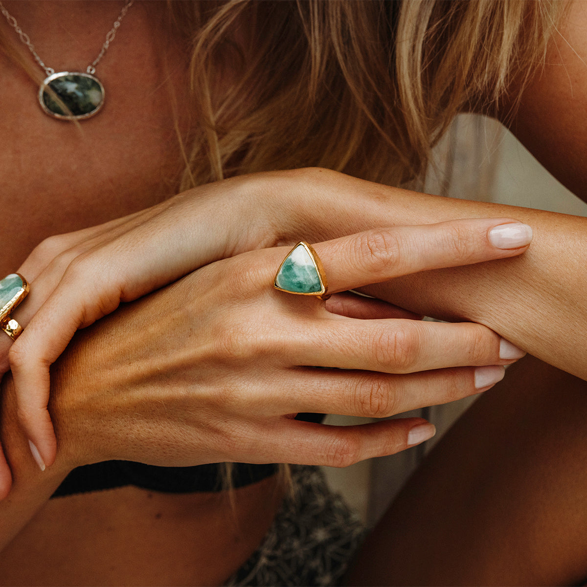 Emerald Quartz Elfin Ring