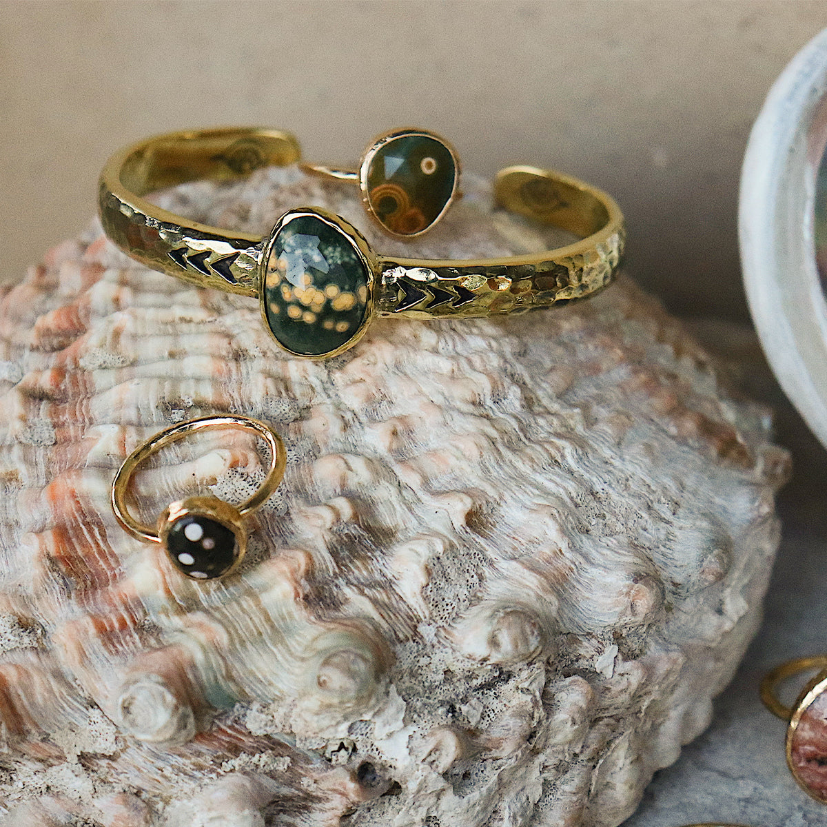 Ocean Jasper Elfin Ring