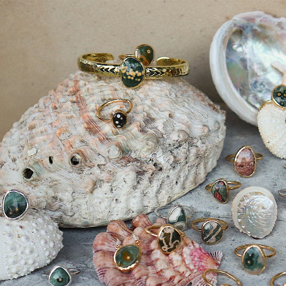 Ocean Jasper Elfin Ring