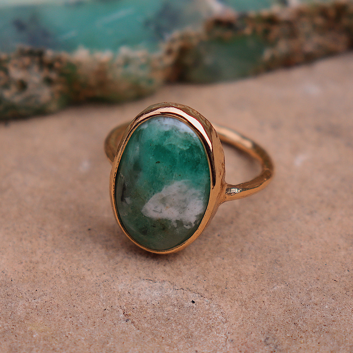 Emerald Quartz Elfin Ring