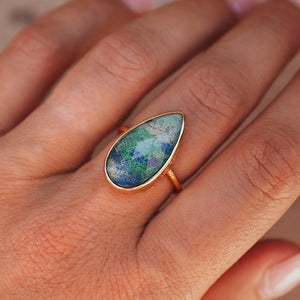 Azurite Crystal Elfin Ring